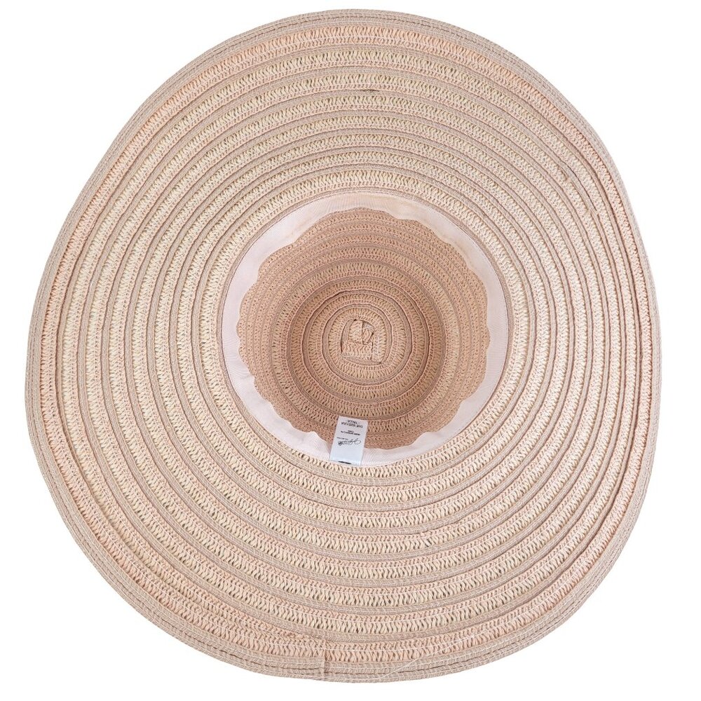 Jaclyn Smith Sun Hat Women's OS Pink Striped Wide Brim Beach Pool Summer Casual - Picture 10 of 10